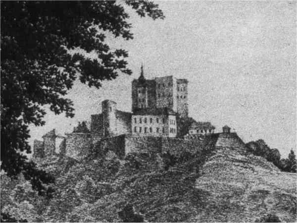 pohled od jihu - rytina podle kresby F.A. Hebera (1848)