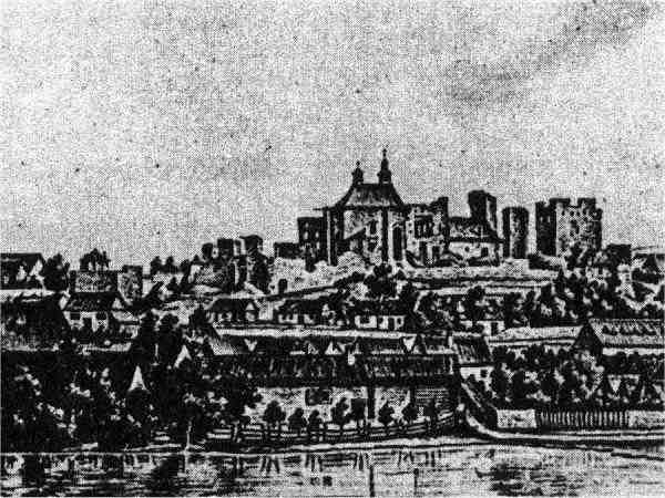 zbytky hradu od severu (kresba Joanna Vinuzenta z roku 1803)
