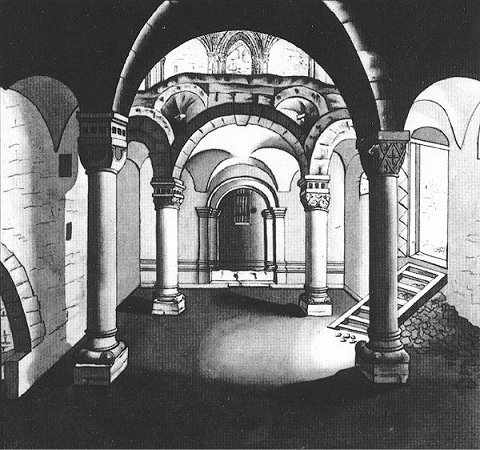přízemí kaple - kresba J. Kirschenka (1819)
