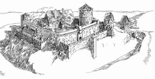 rekonstrukce hradu v 15. stolet (F. Wrml, 1935)
