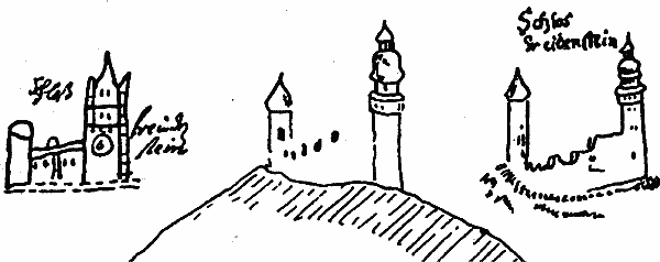 kresby hradu na horních mapách