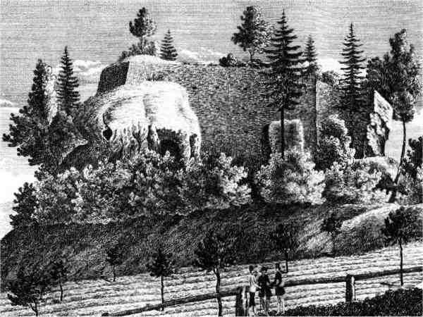 pohled od severu na rytin A. Rotha podle kresby F.A. Hebera (1844)